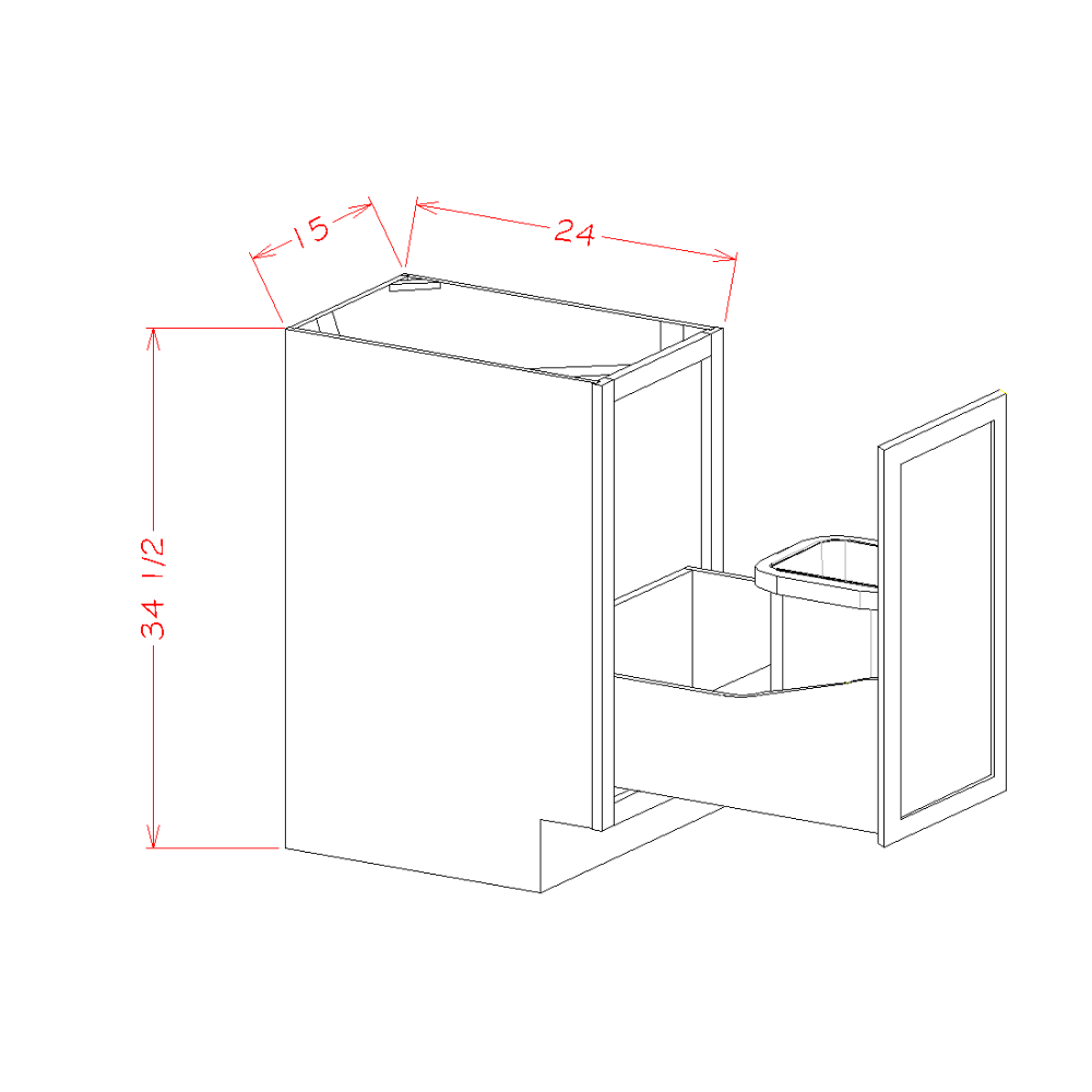 Full Height Door Base Kit With Single Trashcan Pullout