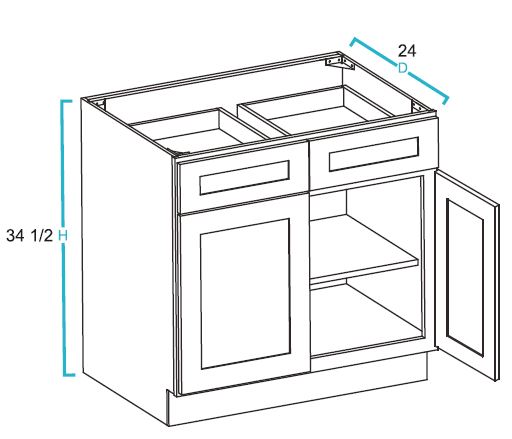 2 Door 2 Drawer Base Cabinets