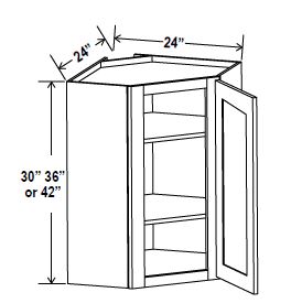 Diagonal Corner Wall Cabinet-Two Adjustable Shelves