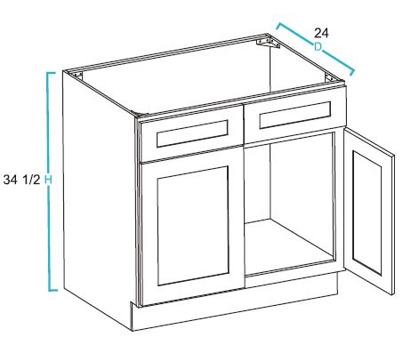 2 Drawer Front 2 Door Sink Base Cabinets